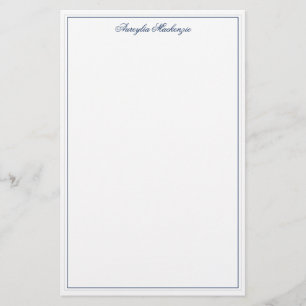Chic Elegant Navy Blue Personalized Stationery