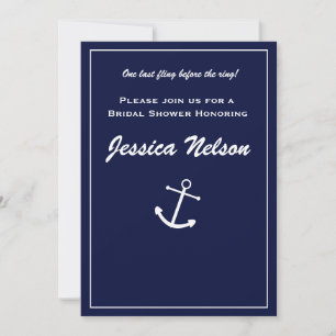 Chic Elegant Navy Blue White Nautical Invitation