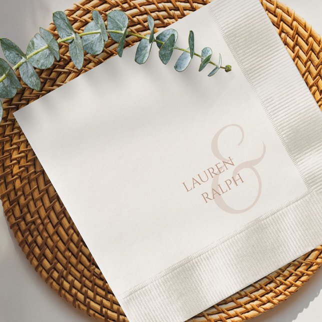 Chic & Elegant Ochre Beige Script Wedding  Napkins (Creator Uploaded)