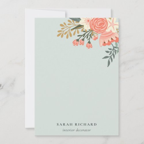 Chic Elegant Orange Blush Green Ambrosia Floral Note Card