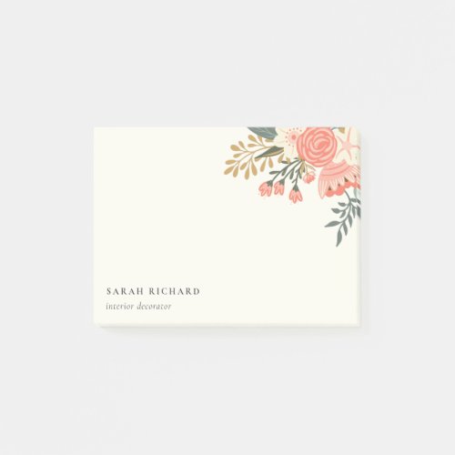 Chic Elegant Orange Blush Green Ambrosia Floral Post_it Notes