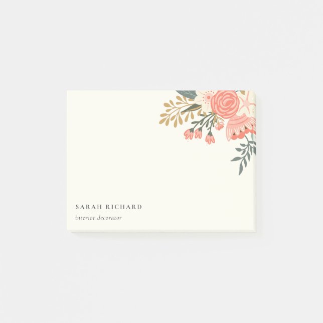 Chic Elegant Orange Blush Green Ambrosia Floral Post-it Notes (Front)