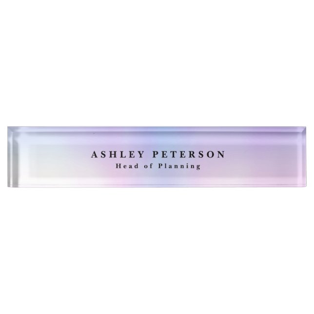 Chic Elegant Pearl Background Desk Name Plate (Front)