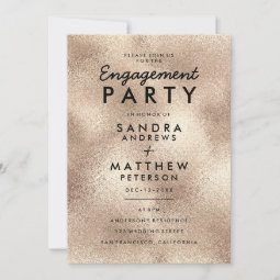 Chic Elegant Pink Gold Glitter Engagement Party Invitation | Zazzle