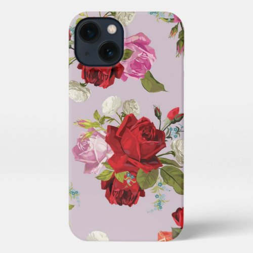 Chic Elegant Pink Red Roses Floral Case_Mate  iPhone 13 Case
