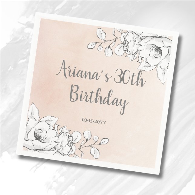 Chic Elegant Pink White Floral Napkins (Creator Uploaded)