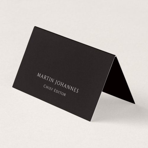 Chic Elegant Plain Stylish Black Minimalist Business Card
