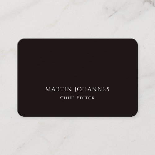 Chic Elegant Plain Stylish Black Minimalist Business Card