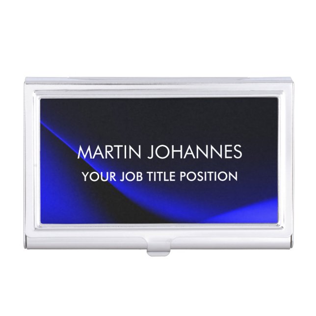 Chic Elegant Plain Stylish Blue Business Card Case (Front)