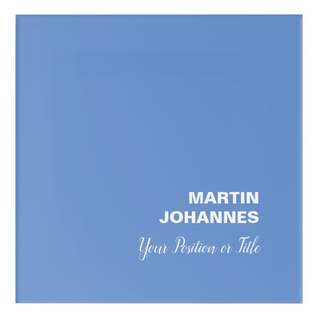 Chic Elegant Plain Stylish Blue Minimalist Acrylic Print (Front)