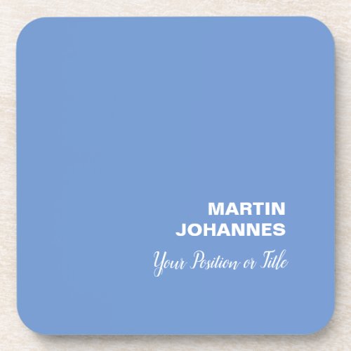 Chic Elegant Plain Stylish Blue Minimalist Beverage Coaster