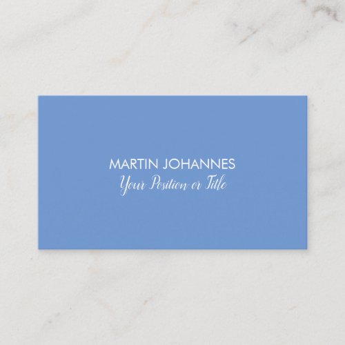 Chic Elegant Plain Stylish Blue Minimalist Business Card