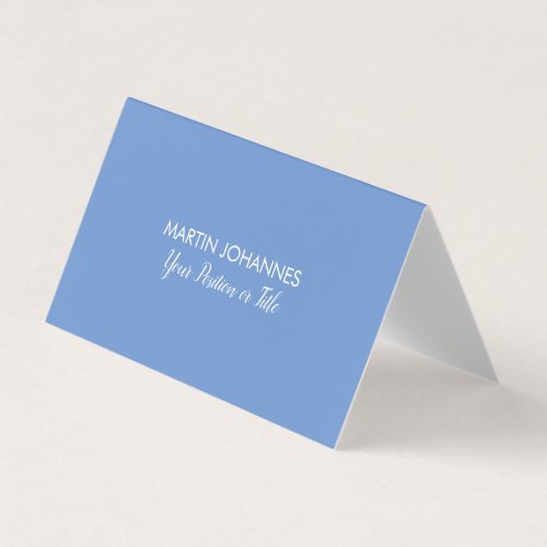 Chic Elegant Plain Stylish Blue Minimalist Business Card