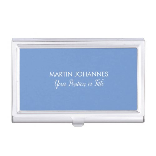 Chic Elegant Plain Stylish Blue Minimalist Business Card Case