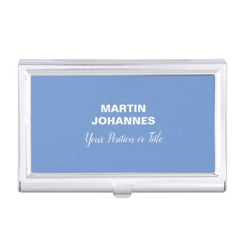 Chic Elegant Plain Stylish Blue Minimalist Business Card Case