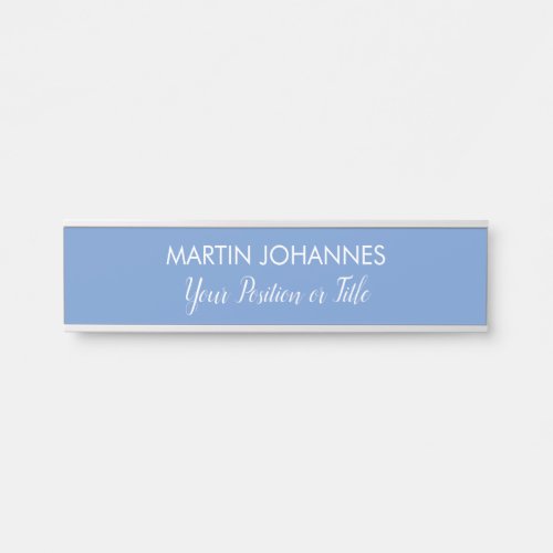 Chic Elegant Plain Stylish Blue Minimalist Door Sign