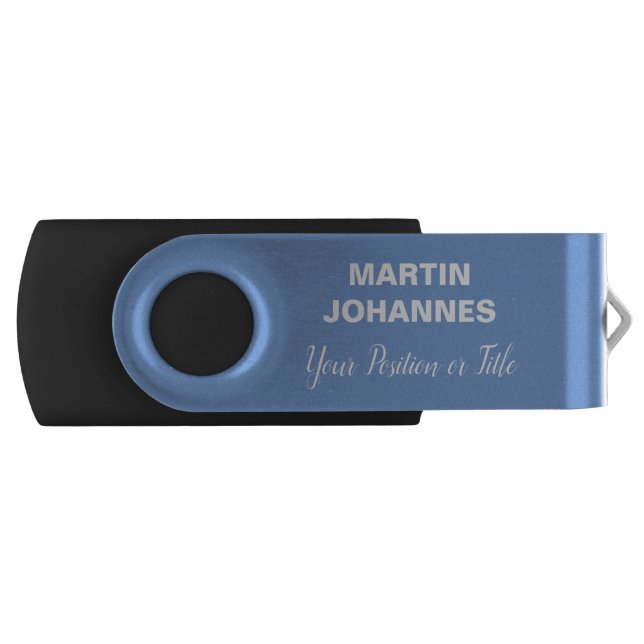 Chic Elegant Plain Stylish Blue Minimalist Flash Drive (Front)