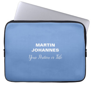 Chic Elegant Plain Stylish Blue Minimalist Laptop Sleeve