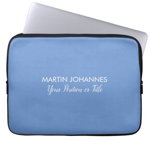 Chic Elegant Plain Stylish Blue Minimalist Laptop Sleeve