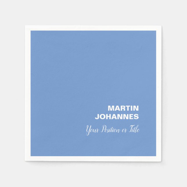 Chic Elegant Plain Stylish Blue Minimalist Napkins (Front)
