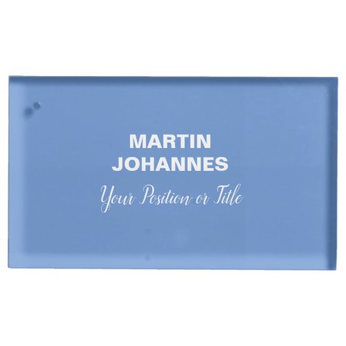 Chic Elegant Plain Stylish Blue Minimalist Place Card Holder