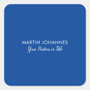 Chic Elegant Plain Stylish Blue Minimalist Square Sticker