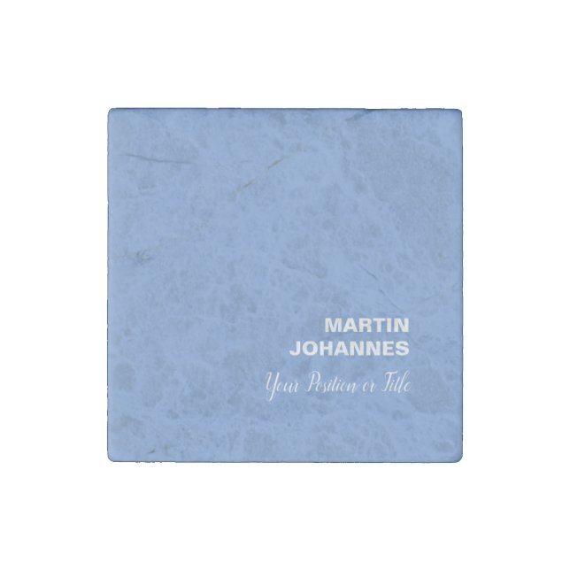 Chic Elegant Plain Stylish Blue Minimalist Stone Magnet (Front)