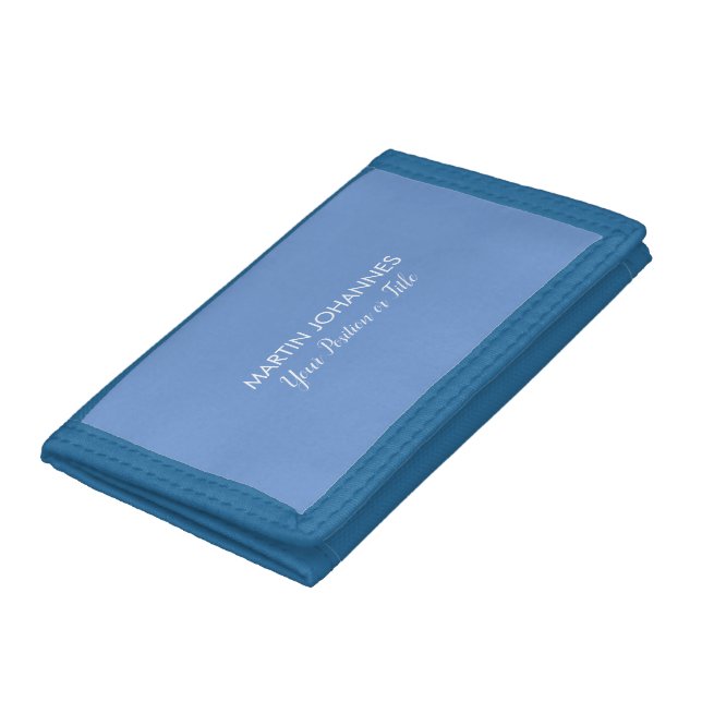 Chic Elegant Plain Stylish Blue Minimalist Trifold Wallet (Bottom)