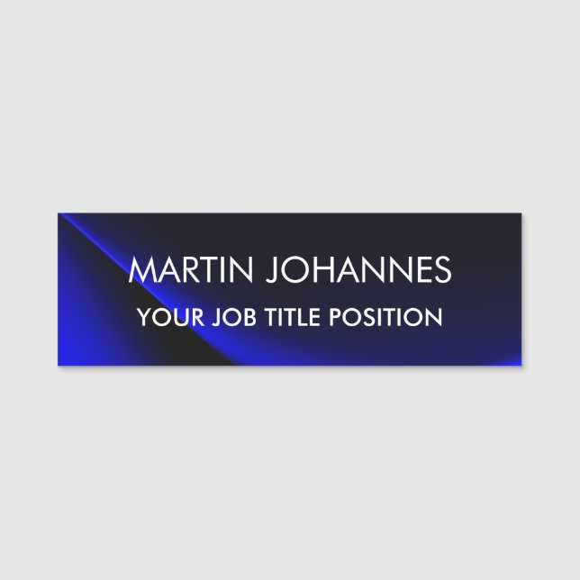 Chic Elegant Plain Stylish Blue Name Tag (Front)