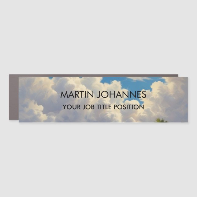 Chic Elegant Plain Stylish Blue Sky & Clouds Car Magnet (Front)