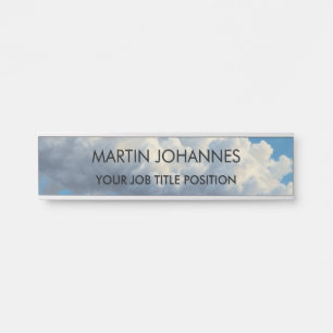 Chic Elegant Plain Stylish Blue Sky & Clouds Door Sign