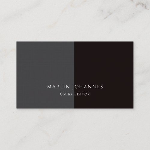 Chic Elegant Plain Stylish Grey Black Minimalist Business Card