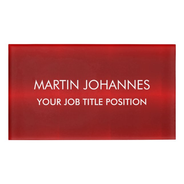 Chic Elegant Plain Stylish Name Tag (Front)