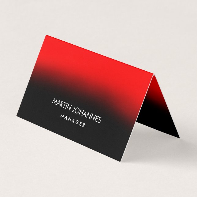 Chic Elegant Plain Stylish Red Black Business Card (Front)