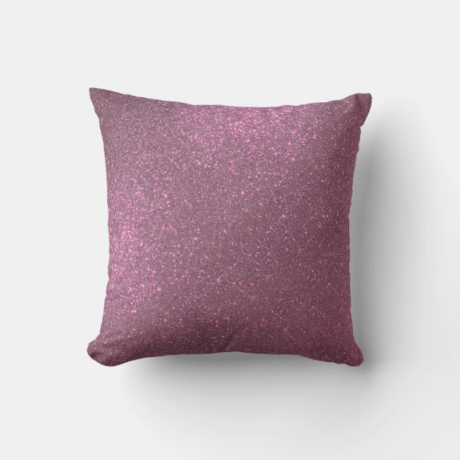Chic Elegant Plum Purple Sparkly Glitter Outdoor Pillow (Front)