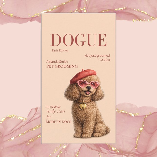 Chic Elegant Poodle Dogue Magazine Business Card (Creator Uploaded)