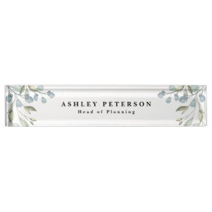 Chic Elegant Pretty floral Desk Name Plate