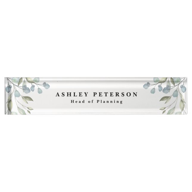 Chic Elegant Pretty floral Desk Name Plate (Front)