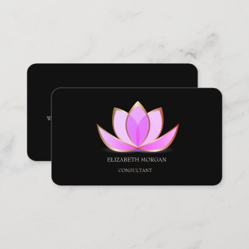 Chic Elegant Professional Black Lotus Business Card