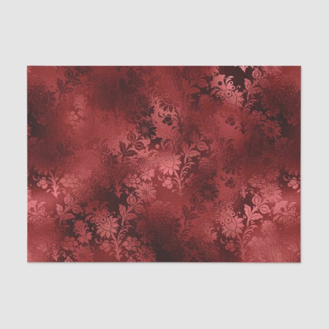 Chic Elegant Red Floral Wedding Tissue Paper (Front)