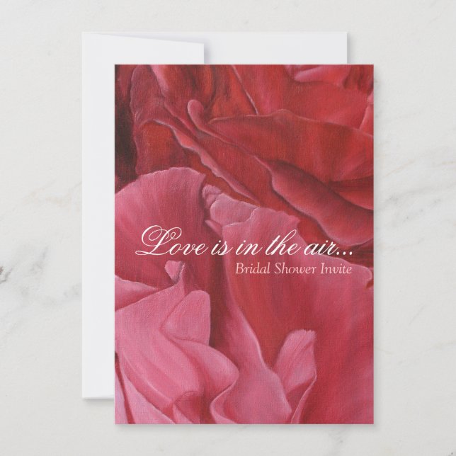 Chic elegant red roses bridal shower invites (Front)