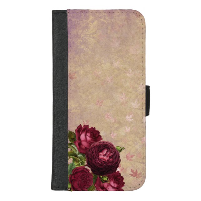 Chic Elegant Red Roses iPhone Wallet Case (Front)