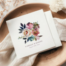 Chic Elegant Romantic Dark Rose Wedding Napkins