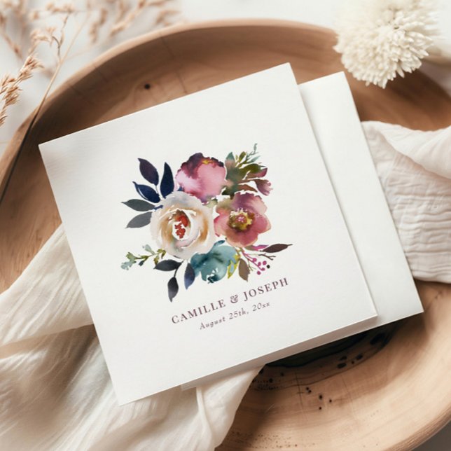 Chic Elegant Romantic Dark Rose Wedding Napkins (Creator Uploaded)