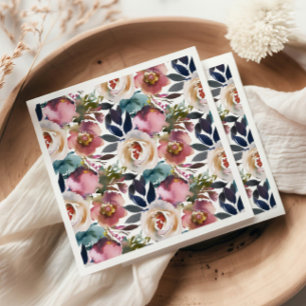 Chic Elegant Romantic Dark Rose Wedding Napkins