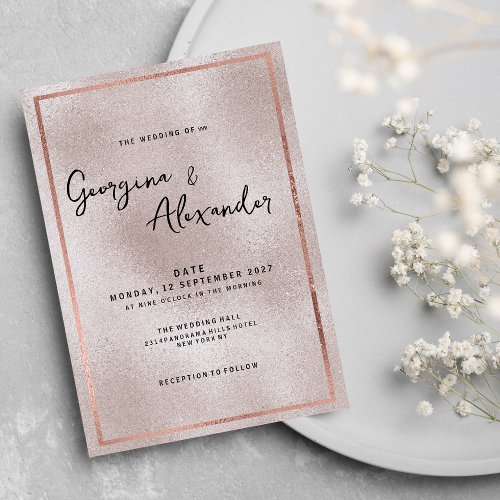 Chic elegant rose gold glitter gradient wedding invitation