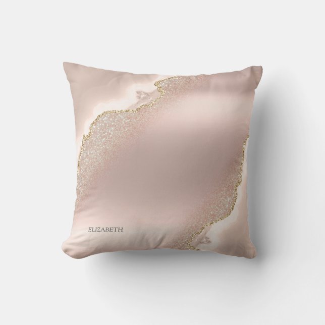 Chic Elegant Rose Gold Glitter Marble   Throw Pillow (Front)