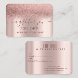 Chic Elegant Rose Gold Glitter Ombre Discount Card