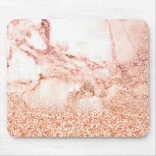 Chic Elegant Rose Gold Ombre Glitter Marble Mouse Pad