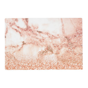 Chic Elegant Rose Gold Ombre Glitter Marble Placemat